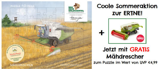 Kinderpuzzle Mähdreschen + SIKU Mähdrescher Ernteaktion