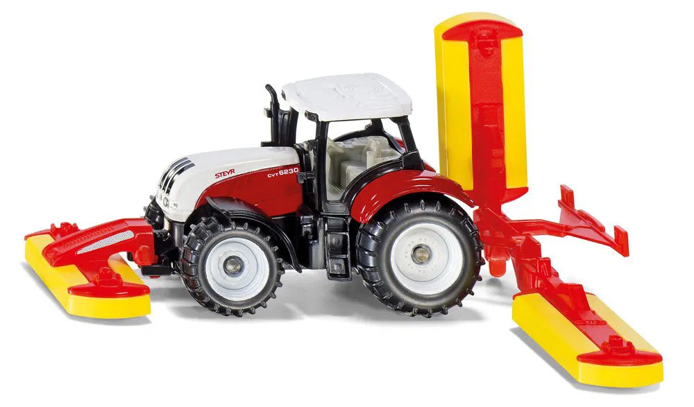Siku Traktor Steyr mit Pöttinger Mähwerkskombination
