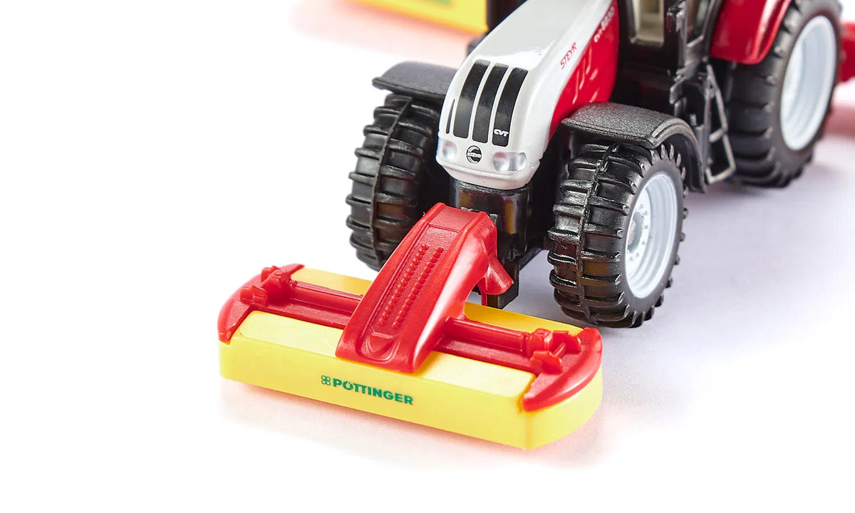 Siku Traktor Steyr mit Pöttinger Mähwerkskombination