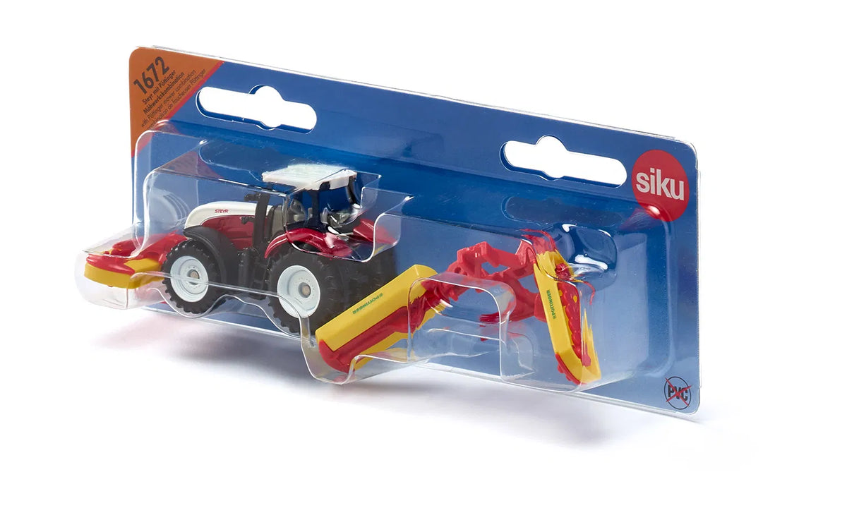 Siku Traktor Steyr mit Pöttinger Mähwerkskombination